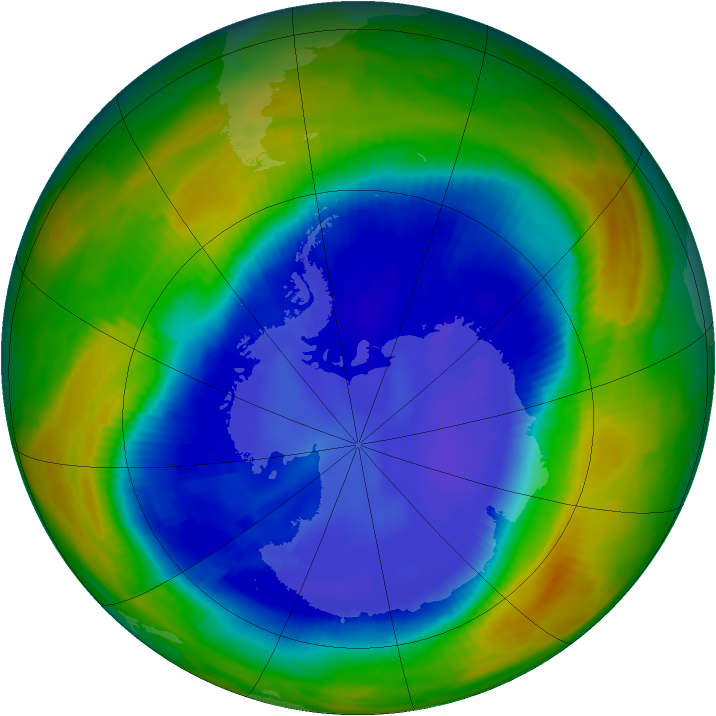 Antarctic ozone map for 01 September 1996